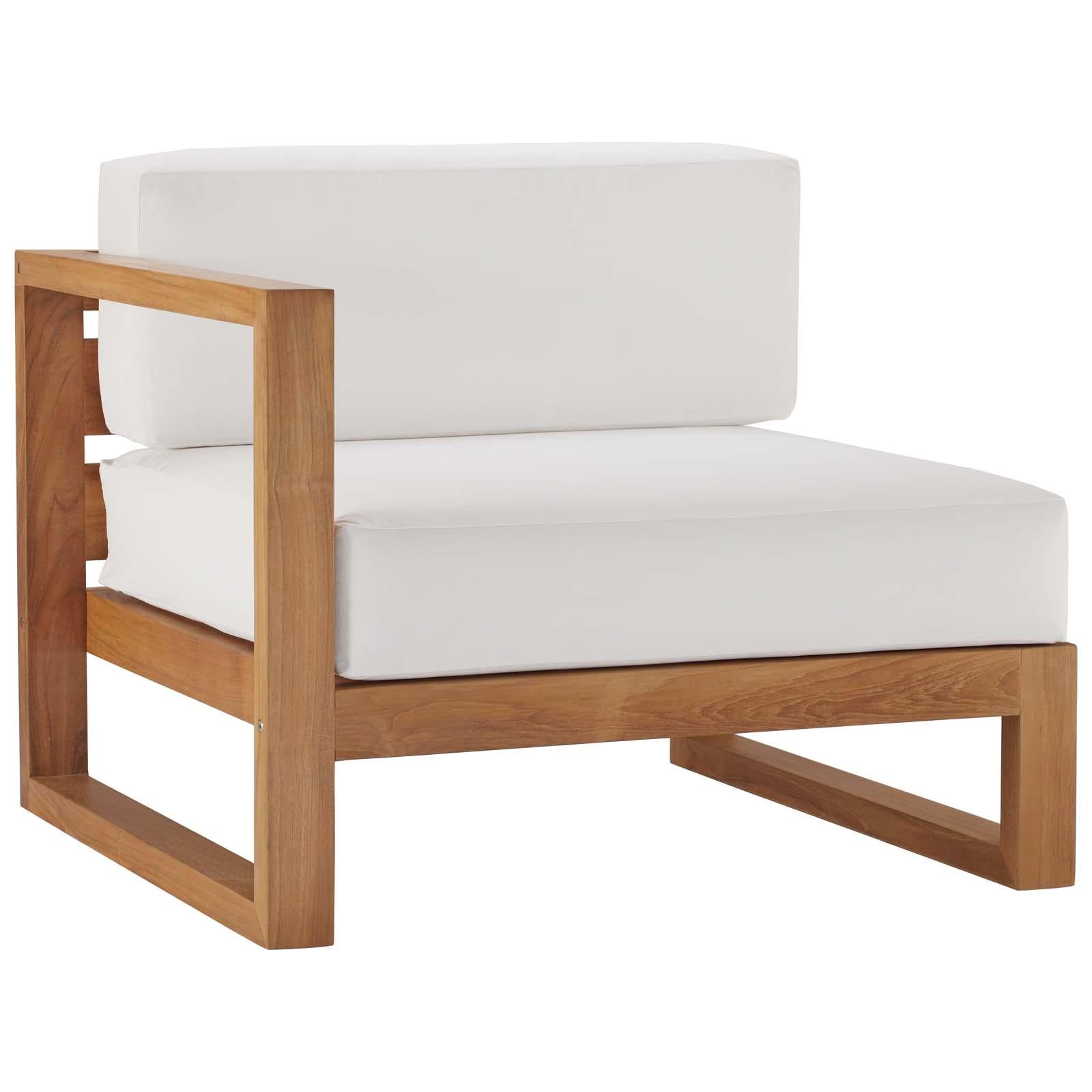 Modway Furniture Modern Upland Outdoor Patio Teak Wood 3-Piece Sectional Sofa Set - EEI-4255