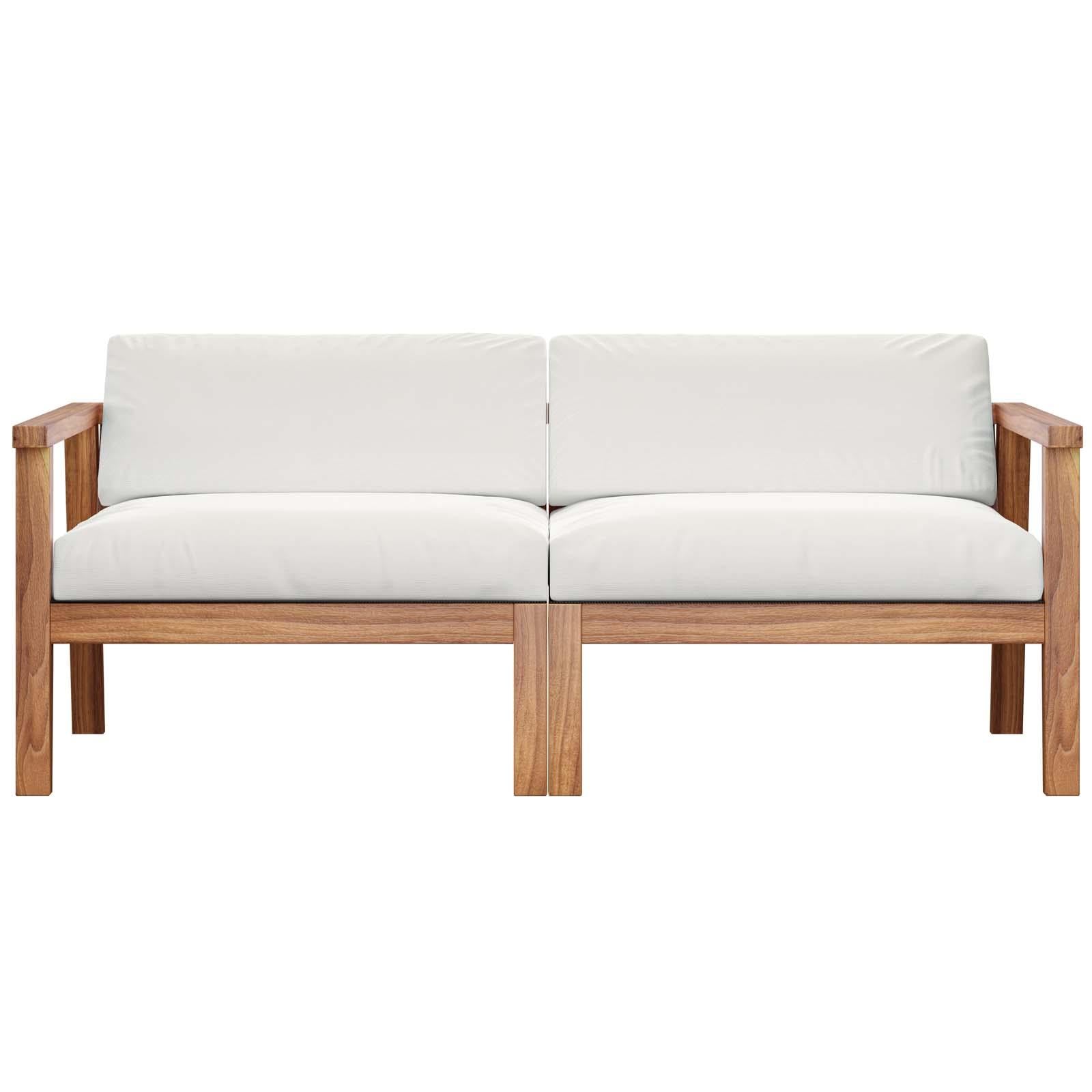 Modway Furniture Modern Bayport Outdoor Patio Teak Wood 2-Seater Loveseat - EEI-4259