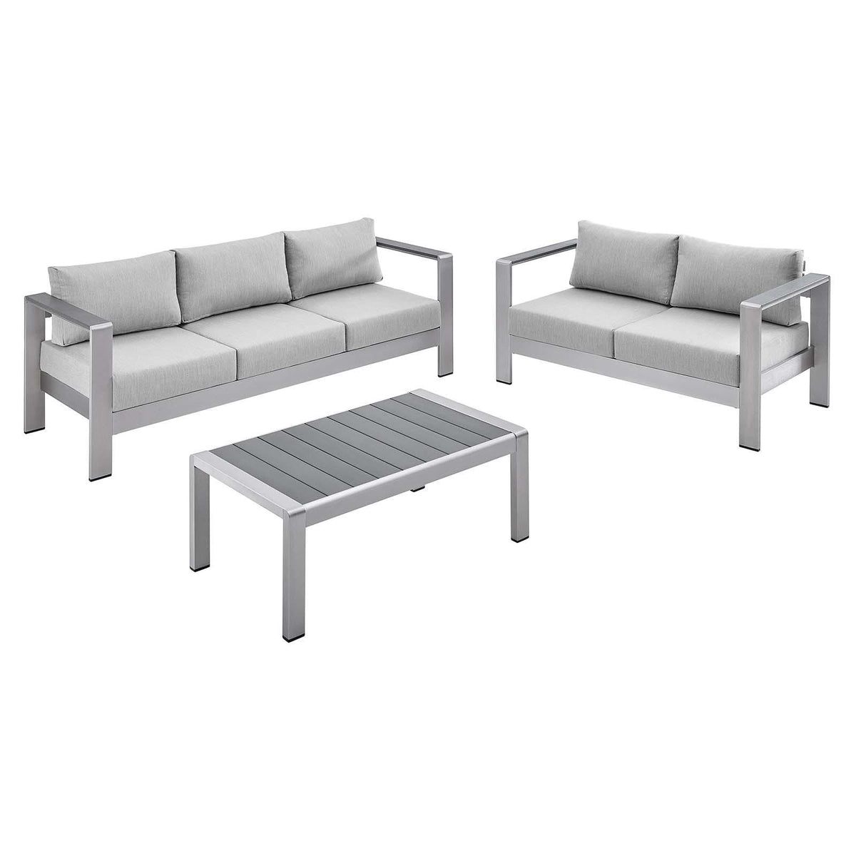 Modway Furniture Modern Shore Sunbrella® Fabric Outdoor Patio Aluminum 3 Piece Set - EEI-4313