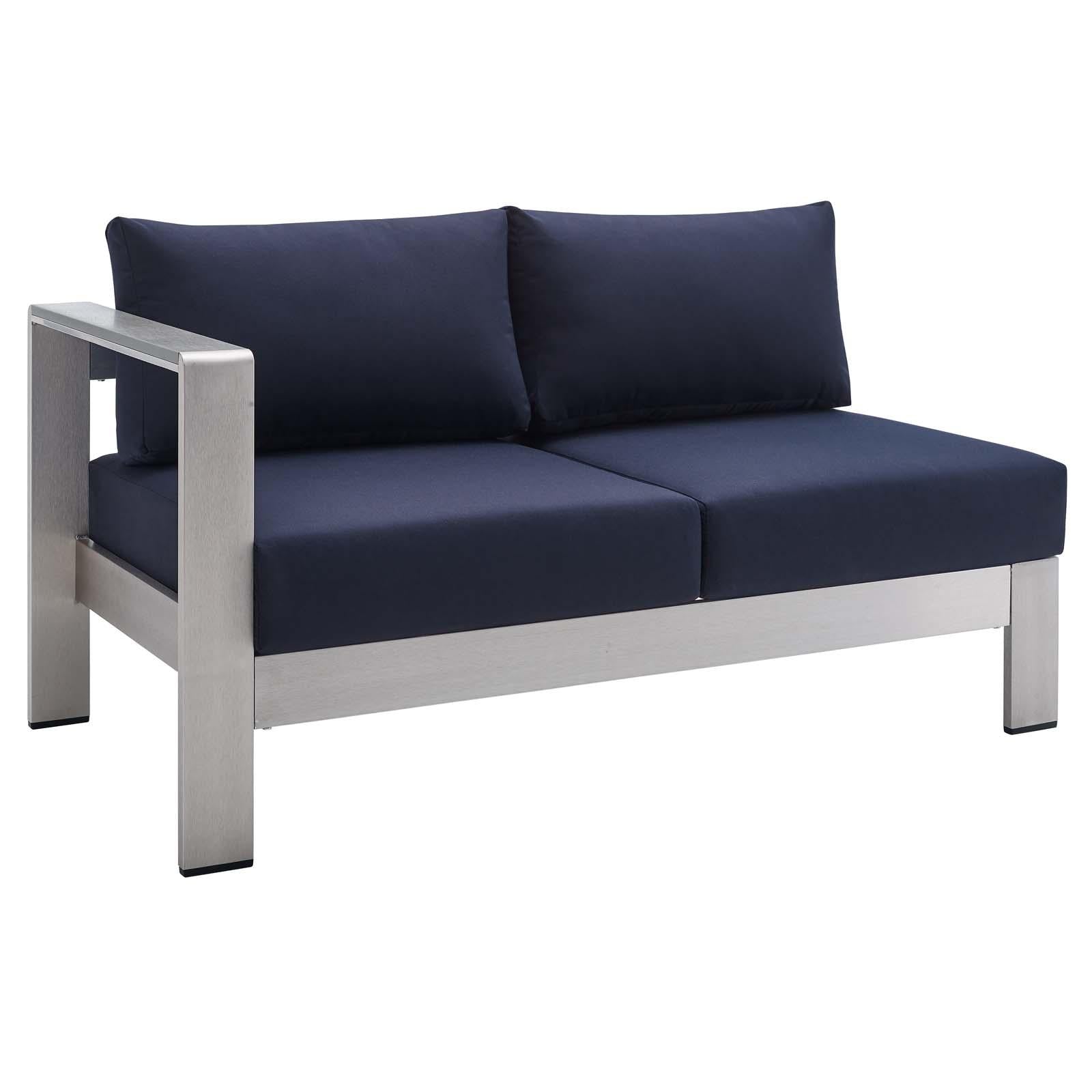 Modway Furniture Modern Shore Sunbrella® Fabric Outdoor Patio Aluminum 9 Piece Sectional Sofa Set - EEI-4320
