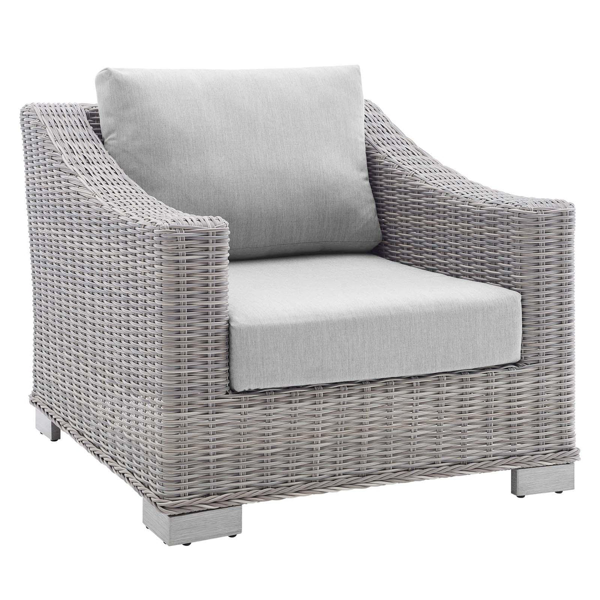 Modway Furniture Modern Conway Sunbrella® Outdoor Patio Wicker Rattan 2-Piece Armchair and Ottoman Set - EEI-4354