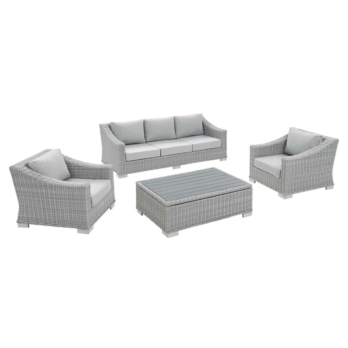 Modway Furniture Modern Conway Sunbrella® Outdoor Patio Wicker Rattan 4-Piece Furniture Set - EEI-4359