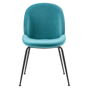 Modway Furniture Modern Scoop Black Powder Coated Steel Leg Performance Velvet Dining Chairs - Set of 2 - EEI-4635