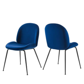 Modway Furniture Modern Scoop Black Powder Coated Steel Leg Performance Velvet Dining Chairs - Set of 2 - EEI-4635