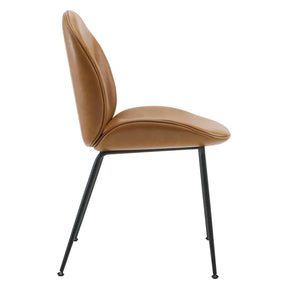 Modway Furniture Modern Scoop Black Powder Coated Steel Leg Vegan Leather Dining Chairs - Set of 2 - EEI-4636
