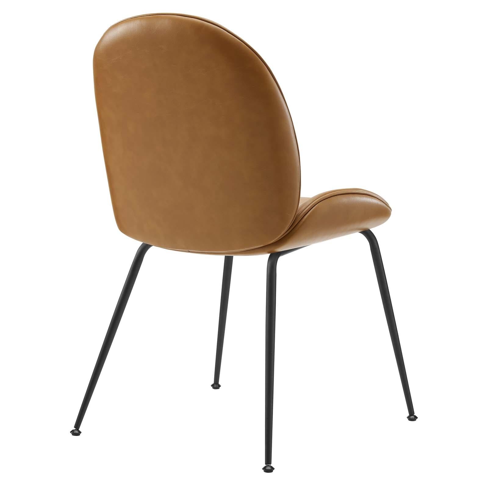 Modway Furniture Modern Scoop Black Powder Coated Steel Leg Vegan Leather Dining Chairs - Set of 2 - EEI-4636