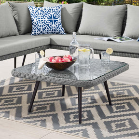 Modway Furniture Modern Endeavor Outdoor Patio Wicker Rattan Square Coffee Table - EEI-4659