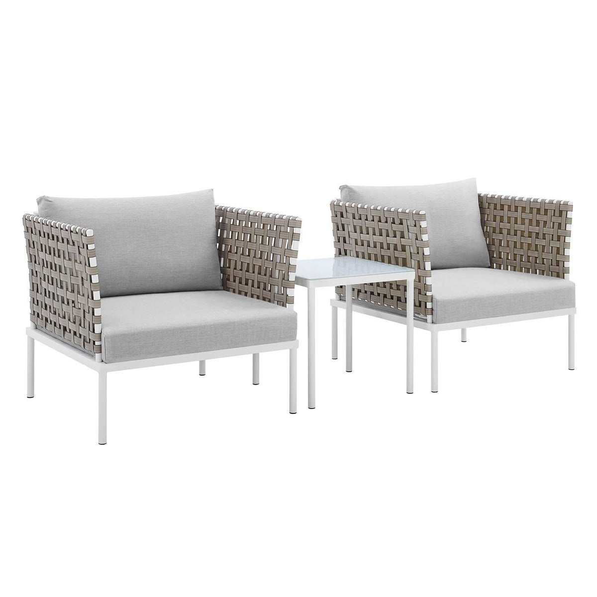 Modway Furniture Modern Harmony 3-Piece  Sunbrella® Basket Weave Outdoor Patio Aluminum Seating Set - EEI-4685