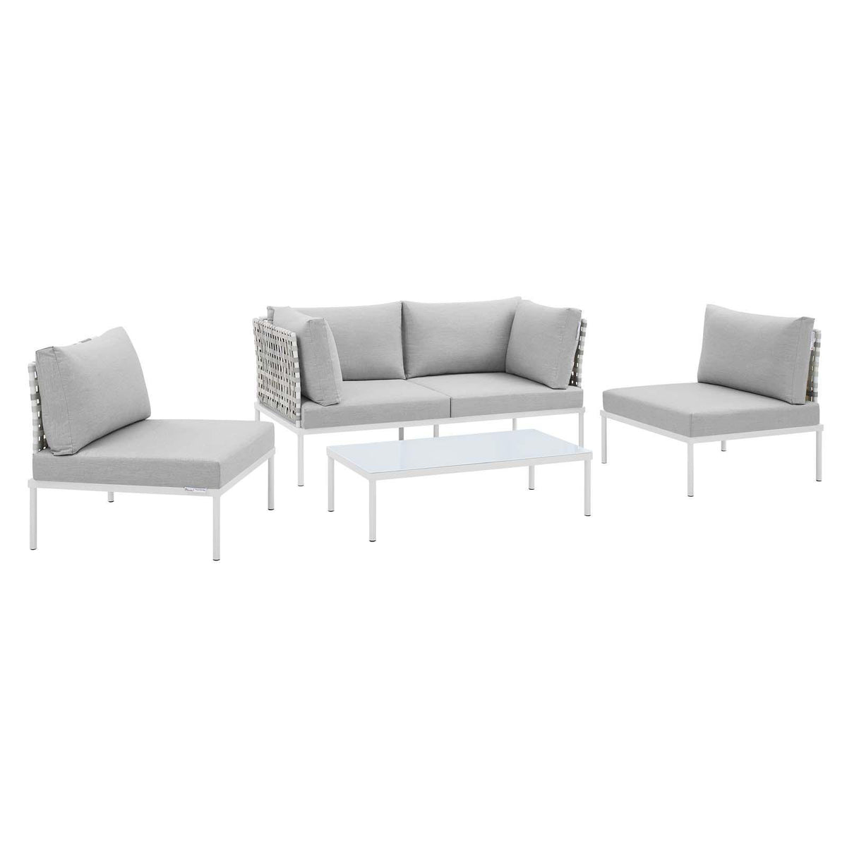 Modway Furniture Modern Harmony 4-Piece  Sunbrella® Basket Weave Outdoor Patio Aluminum Seating Set - EEI-4688