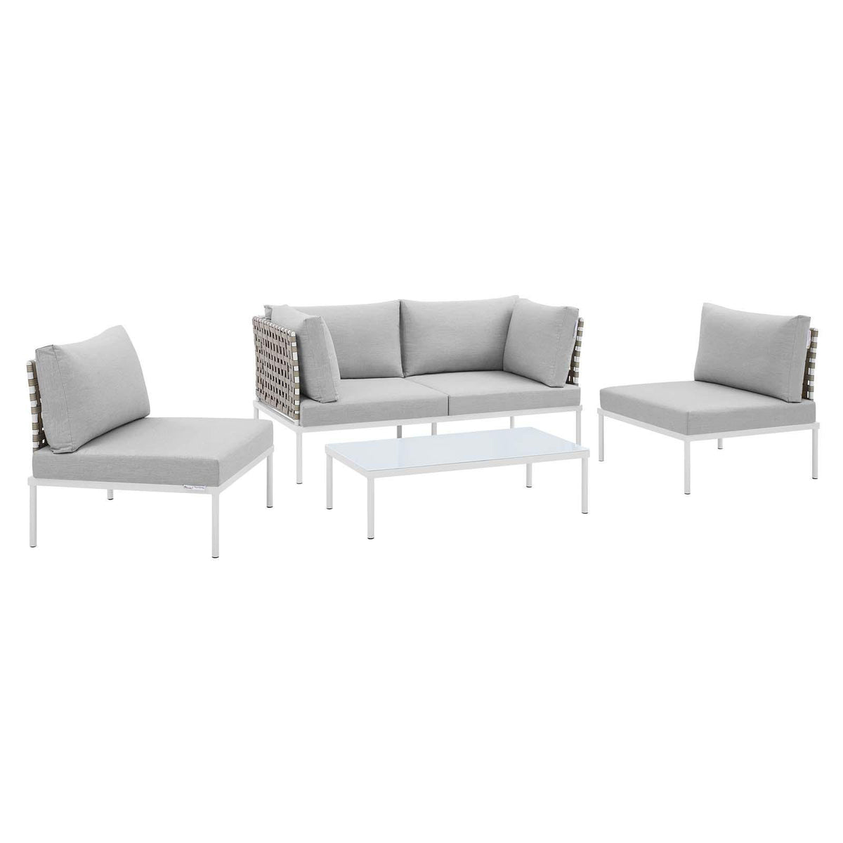 Modway Furniture Modern Harmony 4-Piece  Sunbrella® Basket Weave Outdoor Patio Aluminum Seating Set - EEI-4689