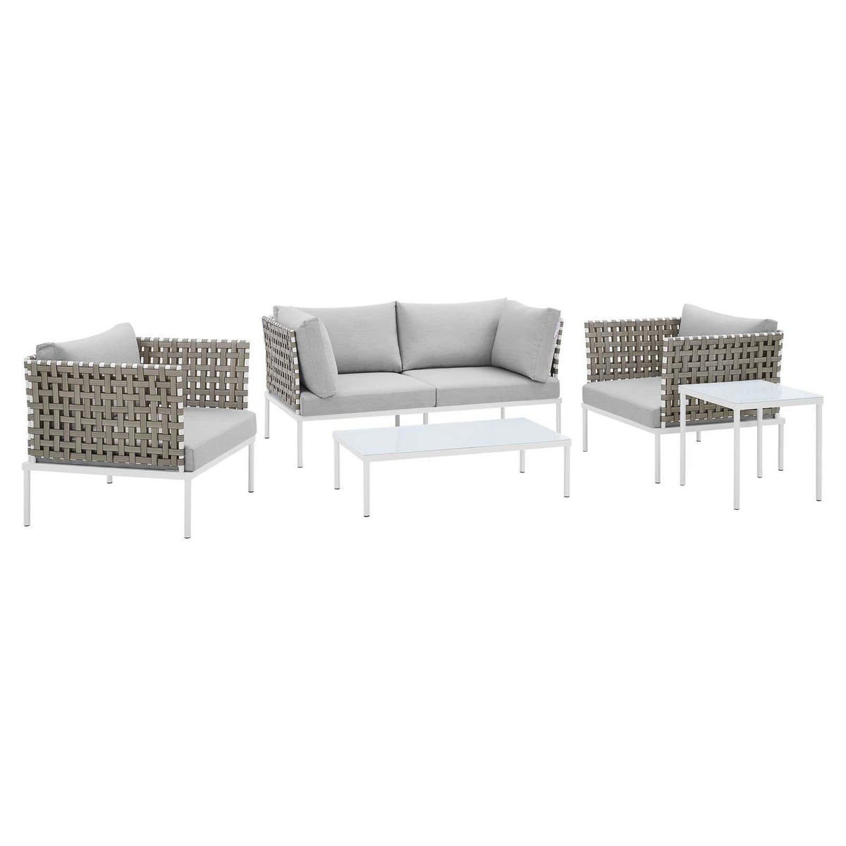 Modway Furniture Modern Harmony 5-Piece  Sunbrella® Basket Weave Outdoor Patio Aluminum Seating Set - EEI-4693