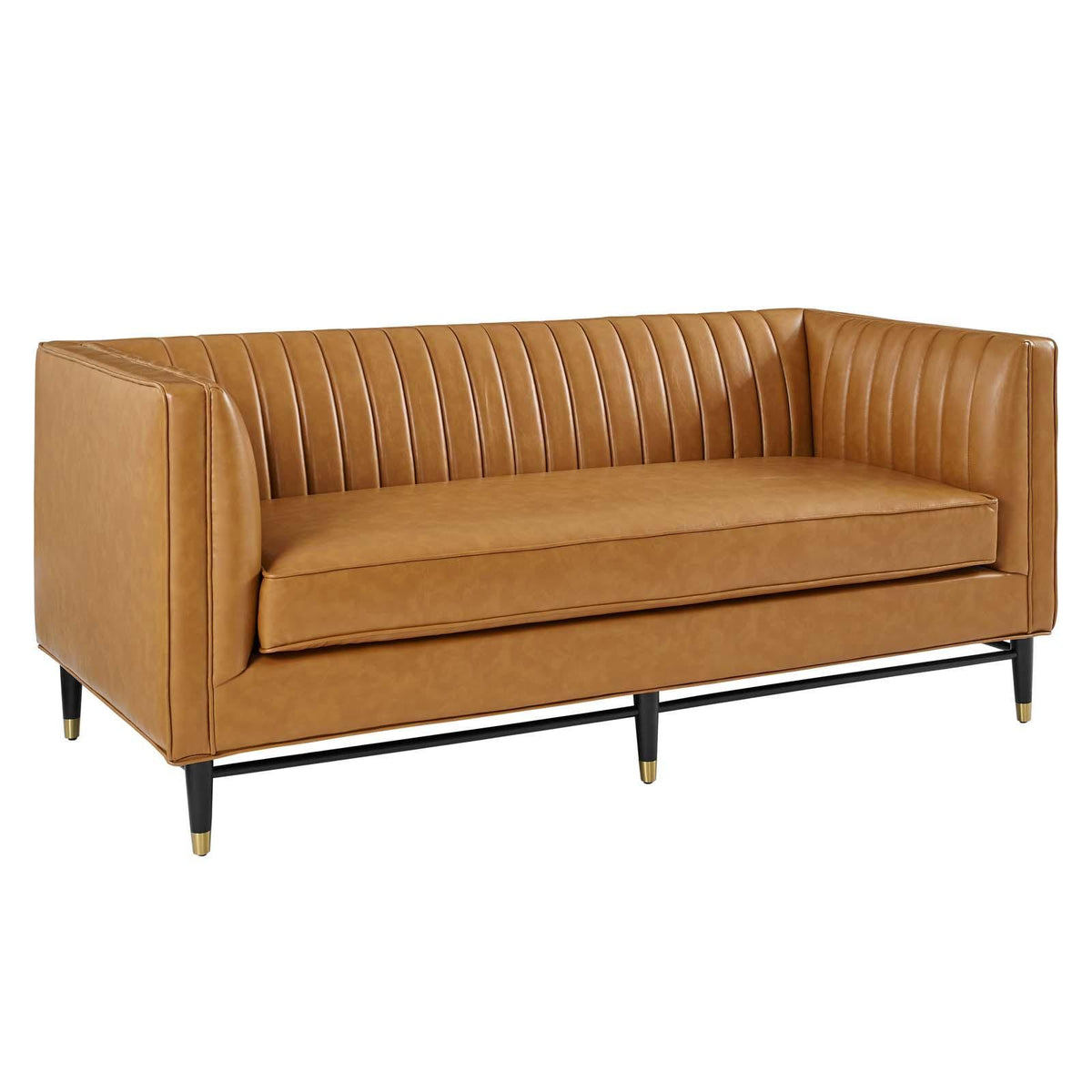 Modway Furniture Modern Devote Channel Tufted Vegan Leather Loveseat - EEI-4719