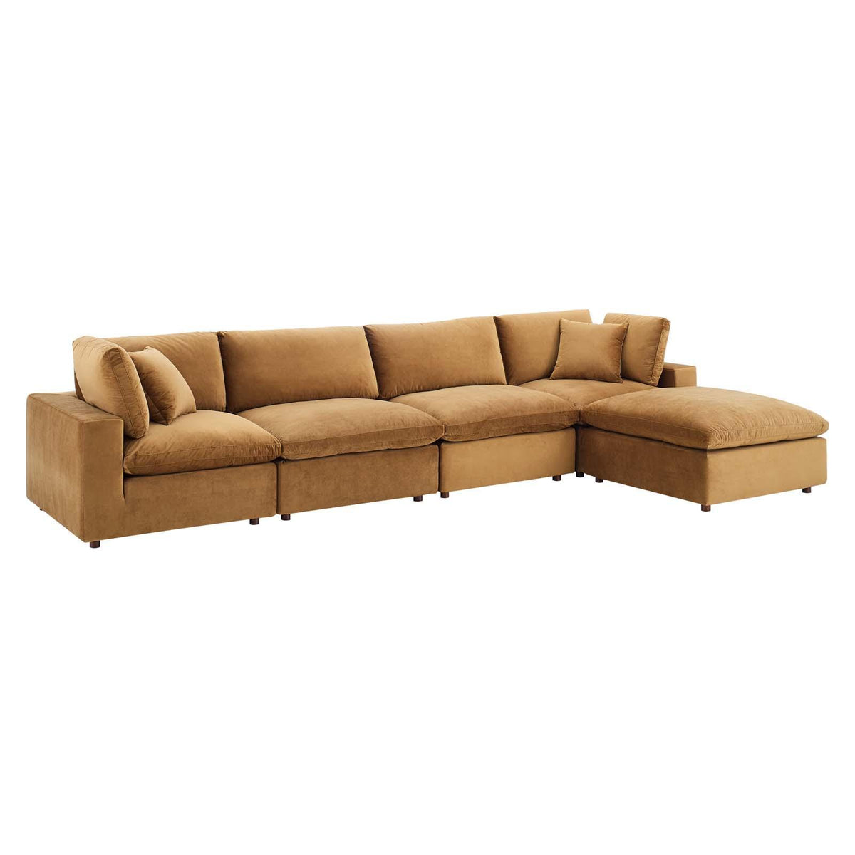 Modway Furniture Modern Commix Down Filled Overstuffed Performance Velvet 5-Piece Sectional Sofa - EEI-4820