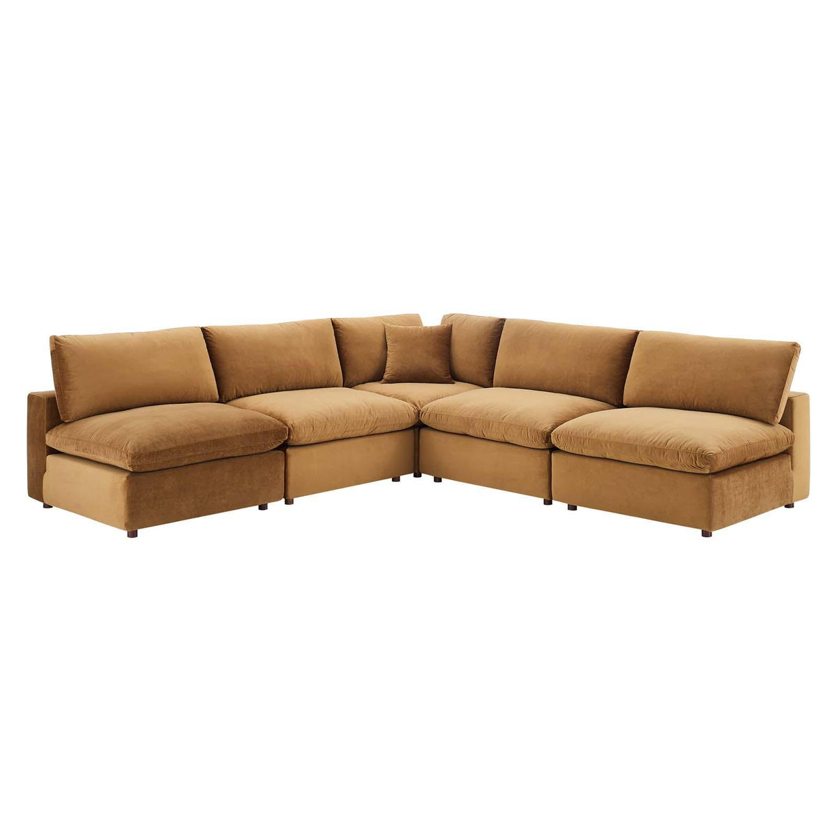 Modway Furniture Modern Commix Down Filled Overstuffed Performance Velvet 5-Piece Sectional Sofa - EEI-4822