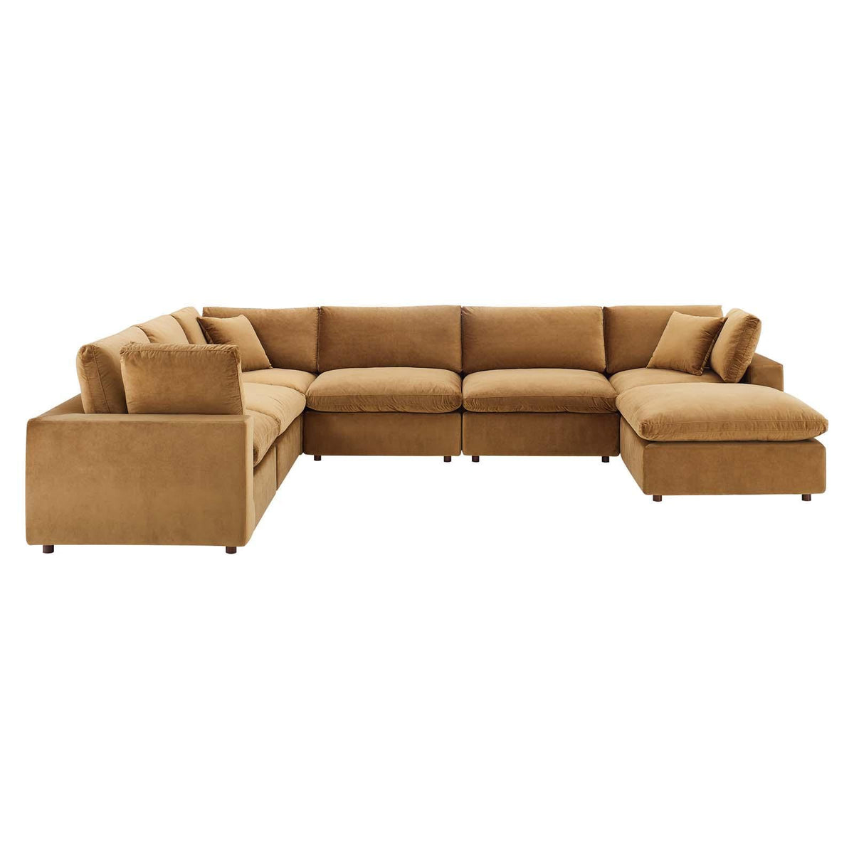 Modway Furniture Modern Commix Down Filled Overstuffed Performance Velvet 7-Piece Sectional Sofa - EEI-4825