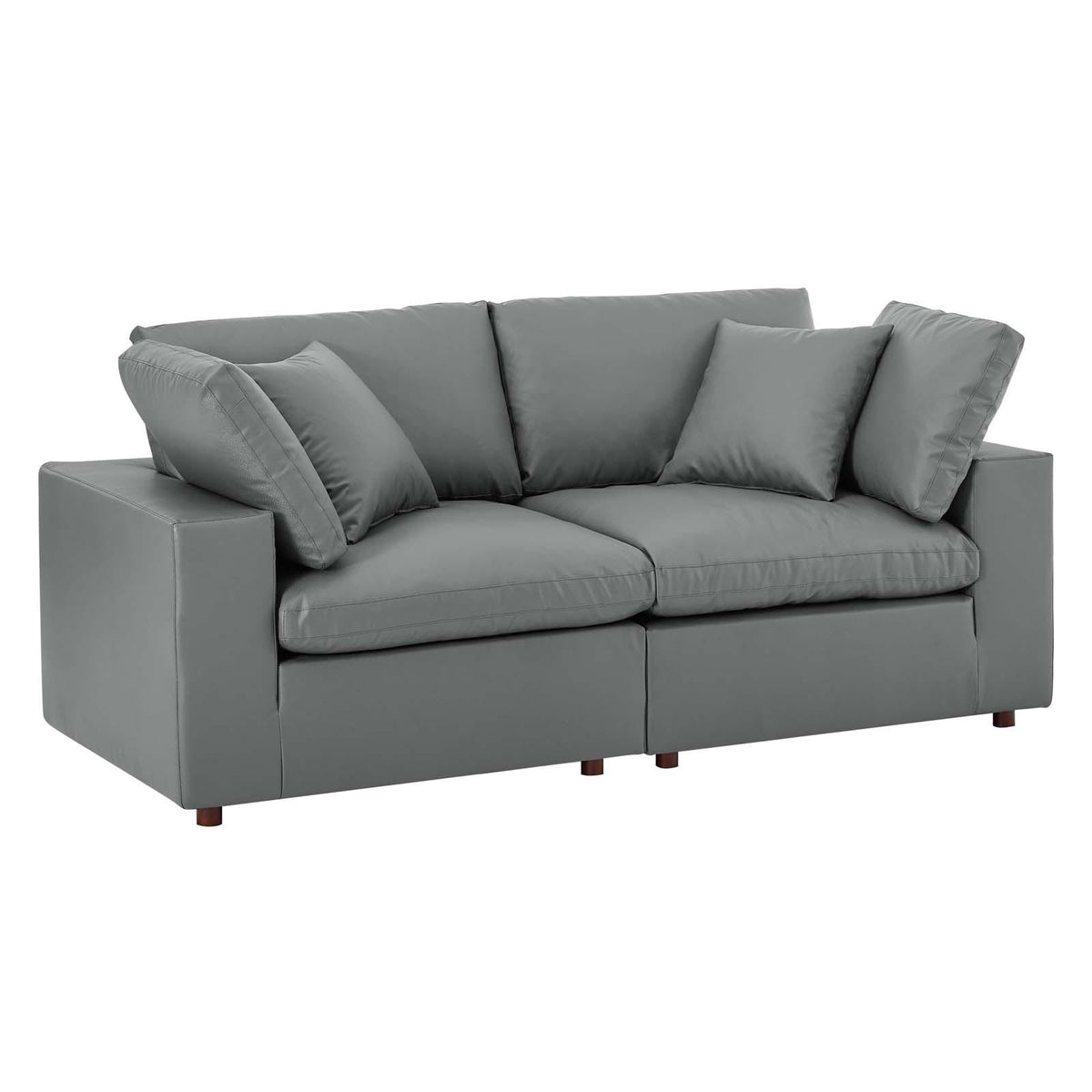 Modway Furniture Modern Commix Down Filled Overstuffed Vegan Leather Loveseat - EEI-4913