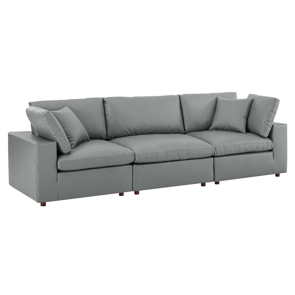 Modway Furniture Modern Commix Down Filled Overstuffed Vegan Leather 3-Seater Sofa - EEI-4914