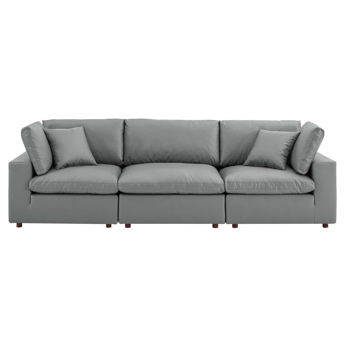 Modway Furniture Modern Commix Down Filled Overstuffed Vegan Leather 3-Seater Sofa - EEI-4914