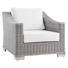 Modway Furniture Modern Conway Outdoor Patio Wicker Rattan 2-Piece Armchair and Ottoman Set - EEI-5090
