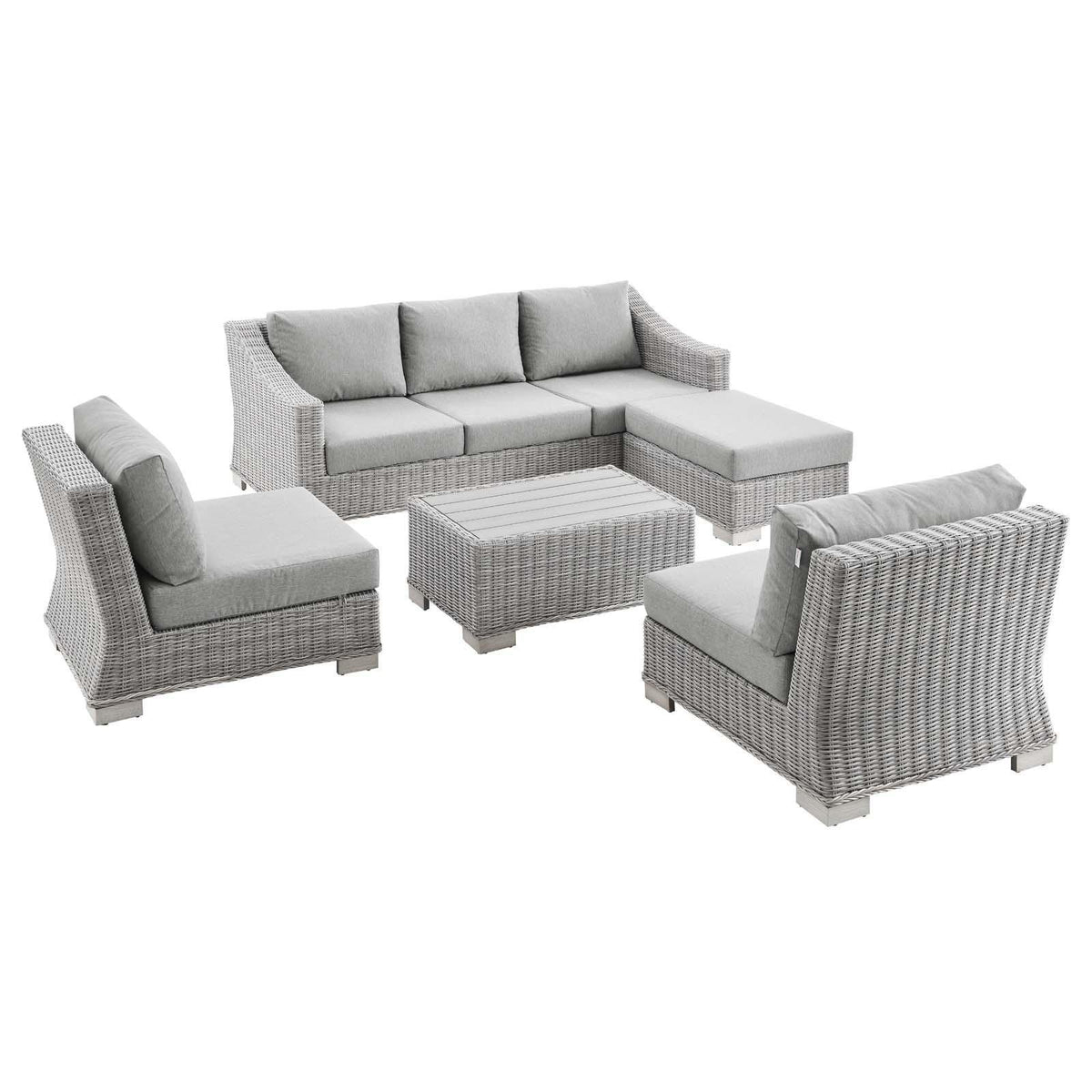 Modway Furniture Modern Conway 5-Piece Outdoor Patio Wicker Rattan Furniture Set - EEI-5097