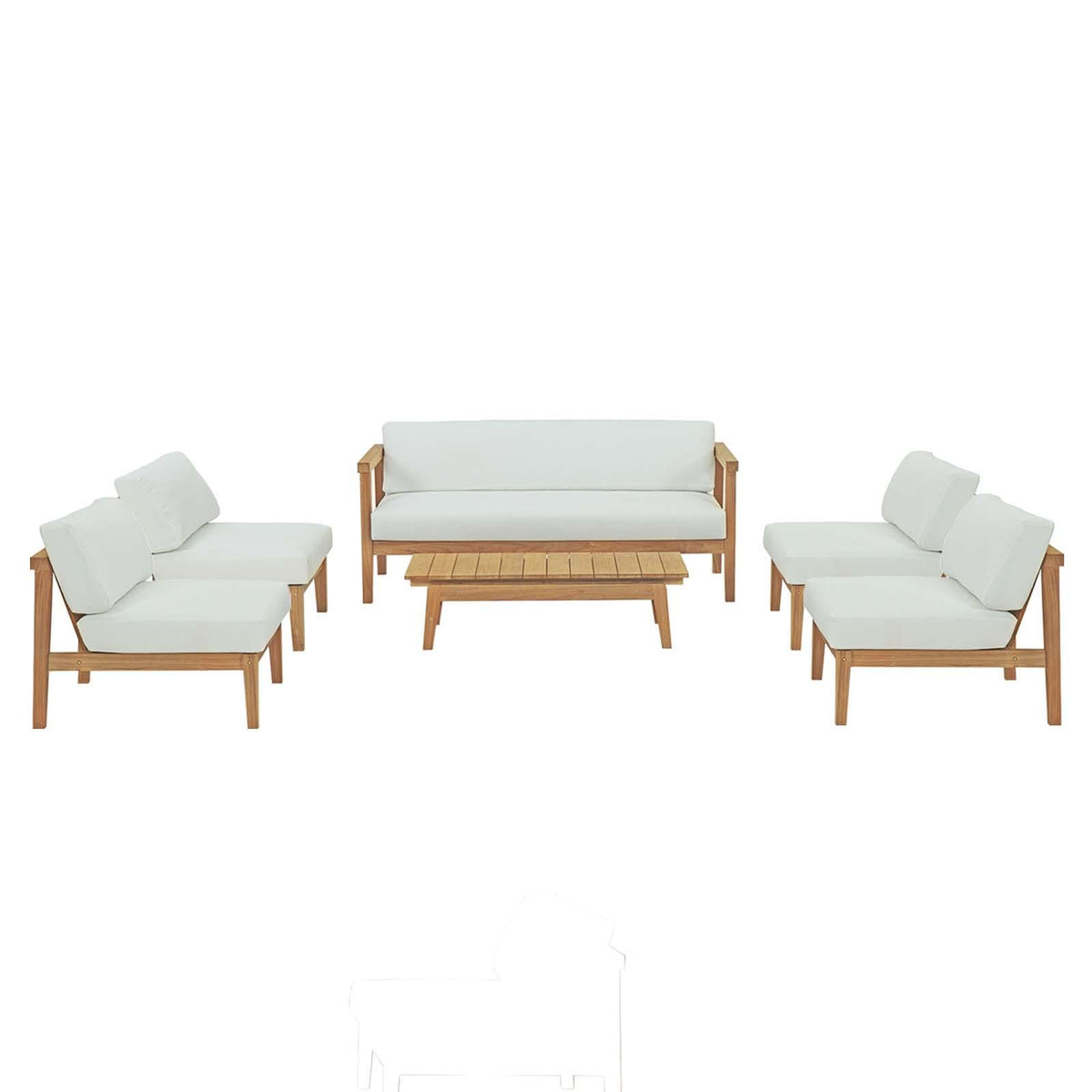 Modway Furniture Modern Bayport 6 Piece Outdoor Patio Teak Set - EEI-5483