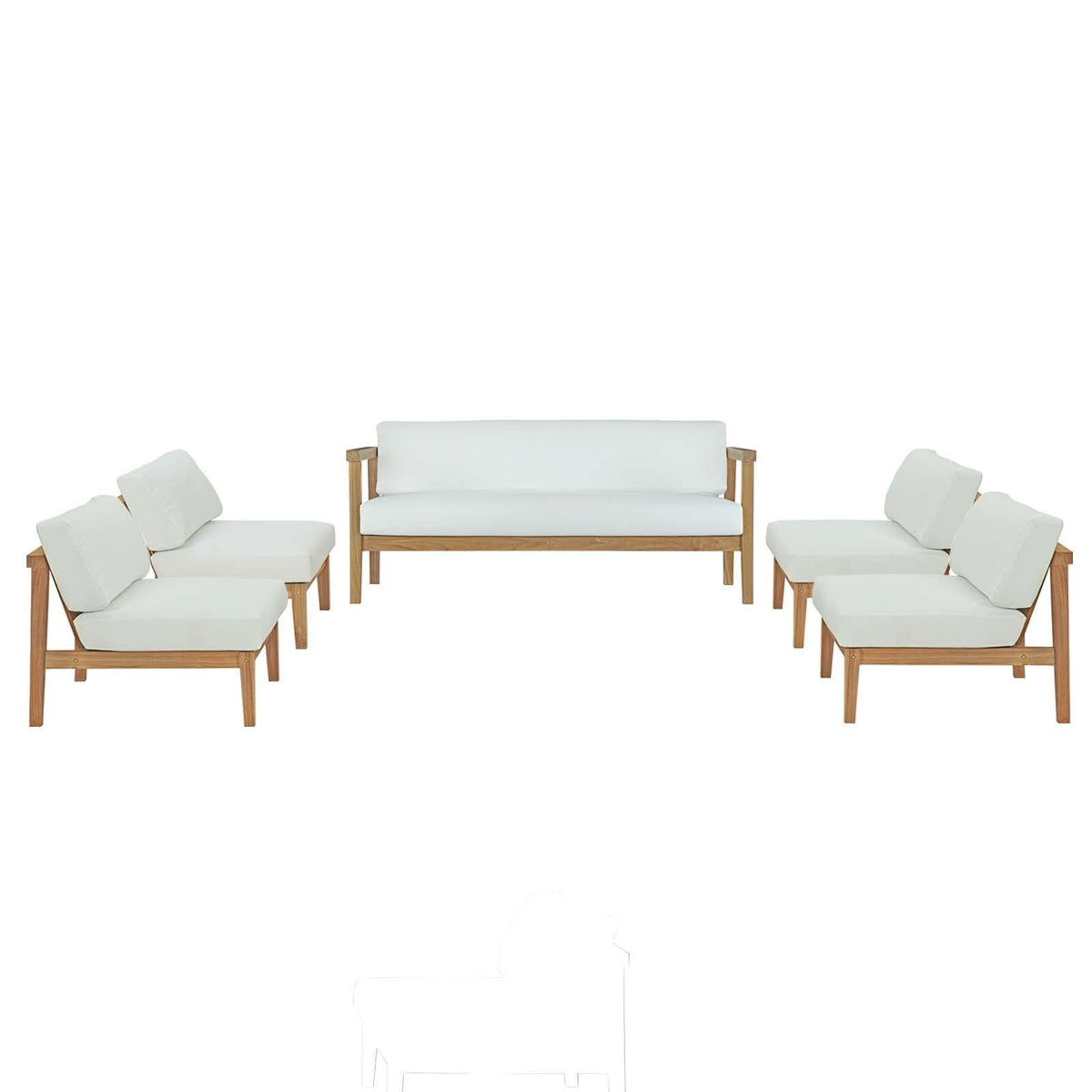 Modway Furniture Modern Bayport 5 Piece Outdoor Patio Teak Set - EEI-5484