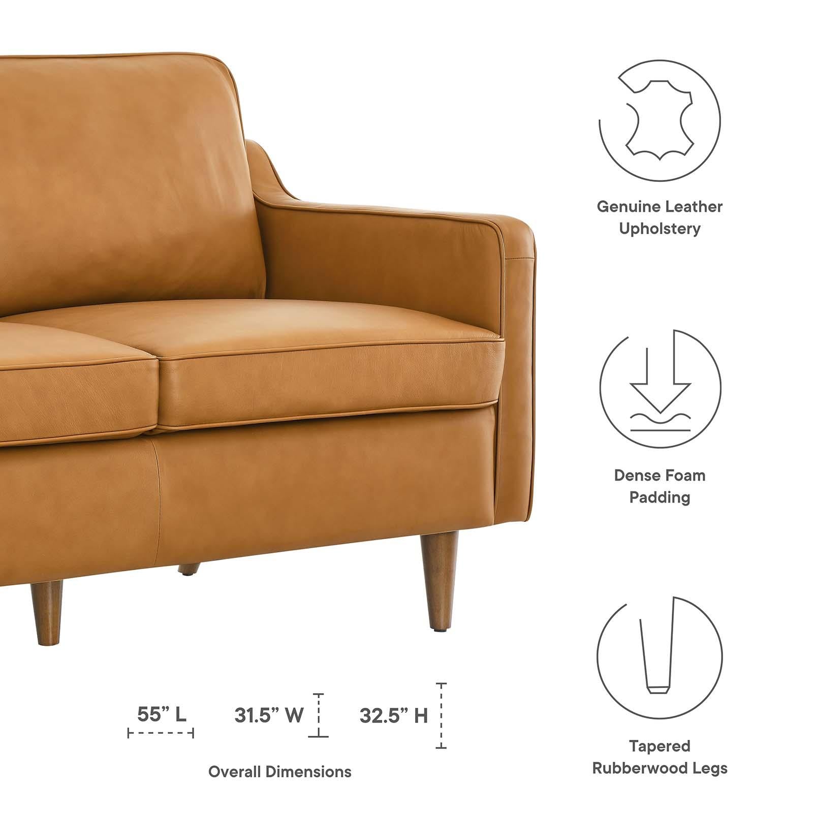 Modway Furniture Modern Impart Genuine Leather Loveseat - EEI-5554