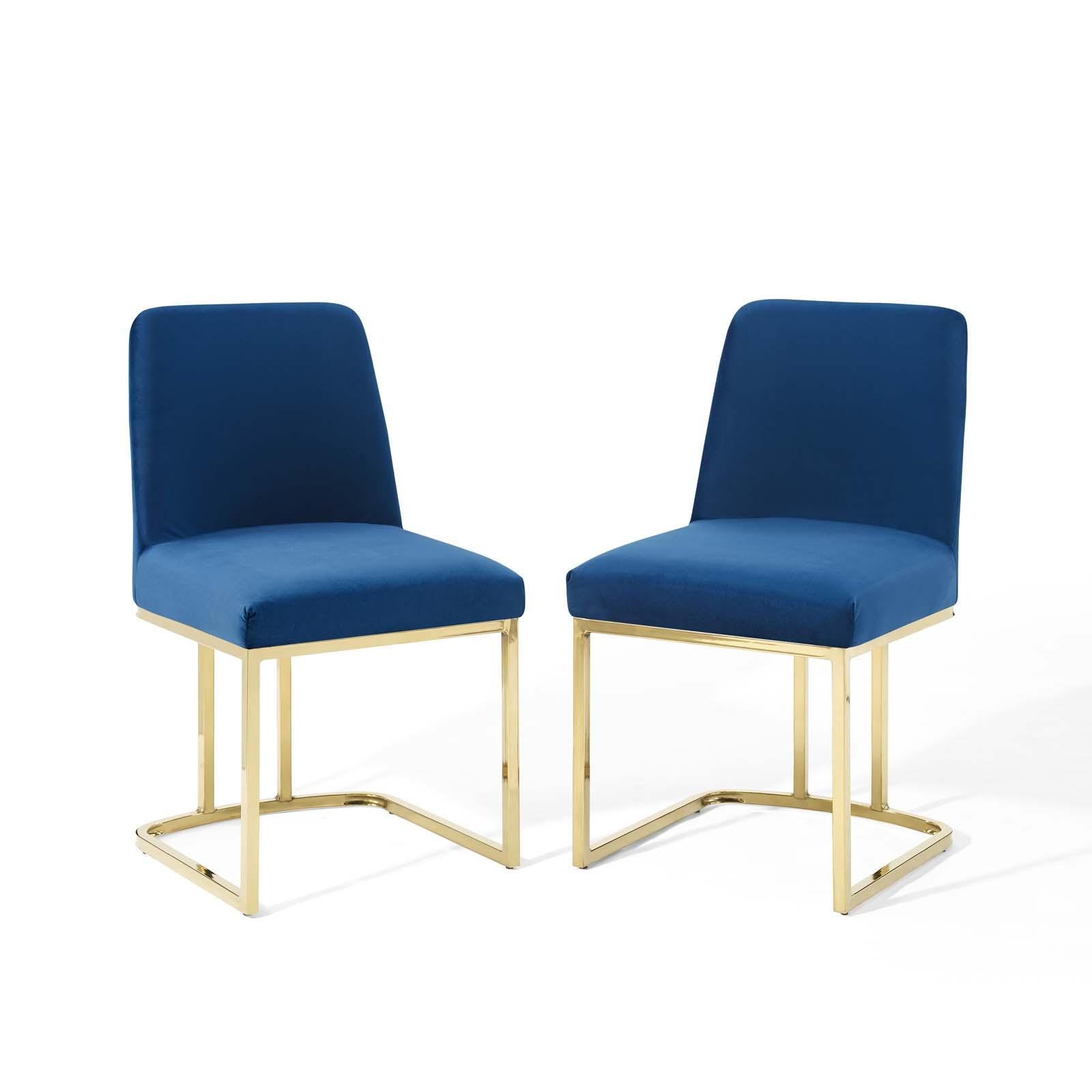 Modway Furniture Modern Amplify Sled Base Performance Velvet Dining Chairs - Set of 2 - EEI-5569