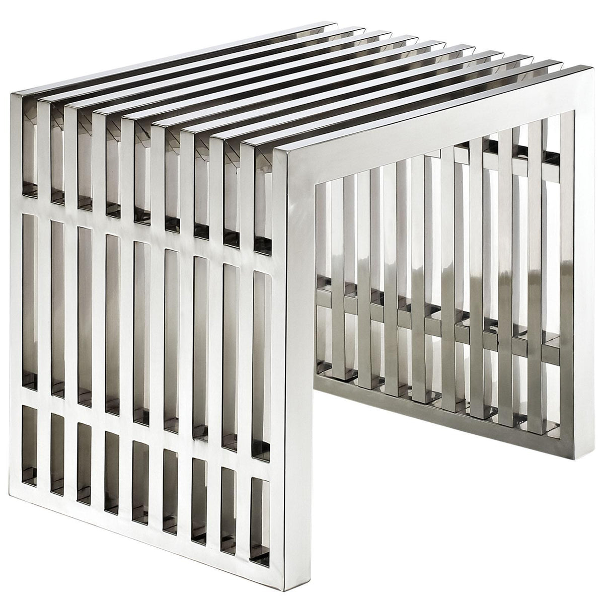 Modway Furniture Modern Gridiron Small Stainless Steel Bench - EEI-569