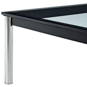 Modway Furniture Modern Glass and Metal Charles Rectangle Coffee Table in Black EEI-573-BLK-Minimal & Modern