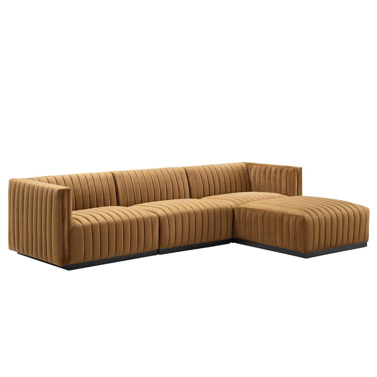 Modway Furniture Modern Conjure Channel Tufted Performance Velvet 4-Piece Sectional - EEI-5766