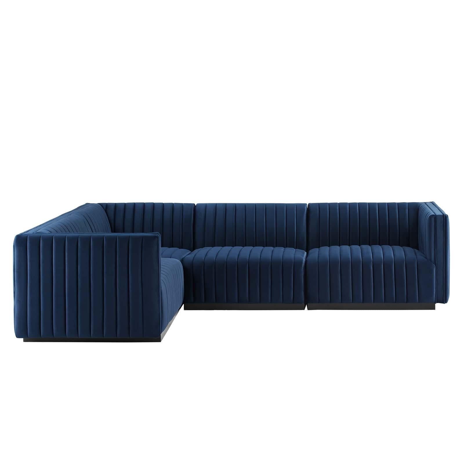 Modway Furniture Modern Conjure Channel Tufted Performance Velvet 4-Piece Sectional - EEI-5769