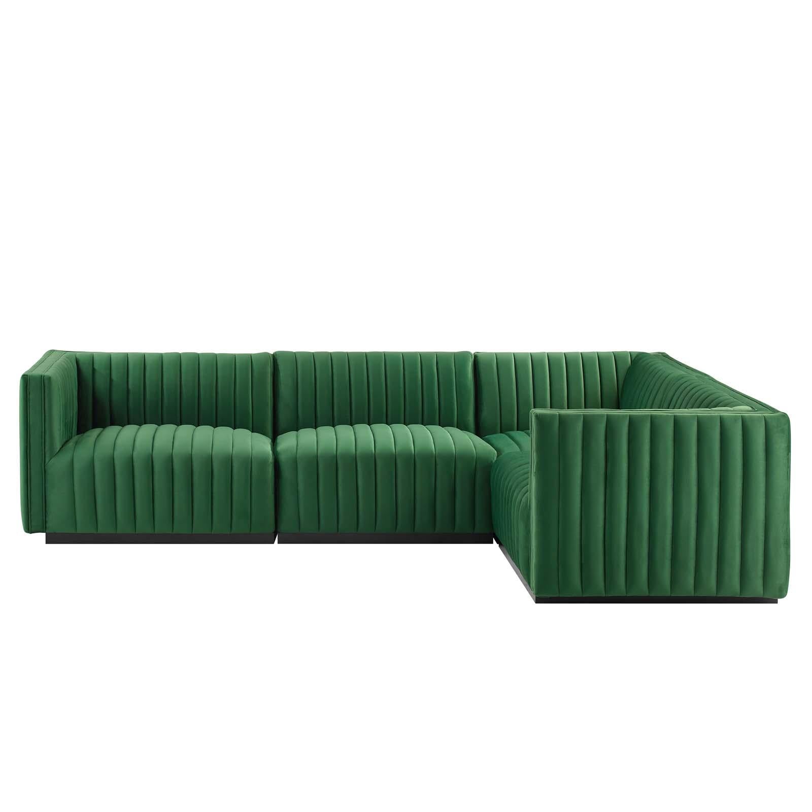 Modway Furniture Modern Conjure Channel Tufted Performance Velvet 4-Piece Sectional - EEI-5770