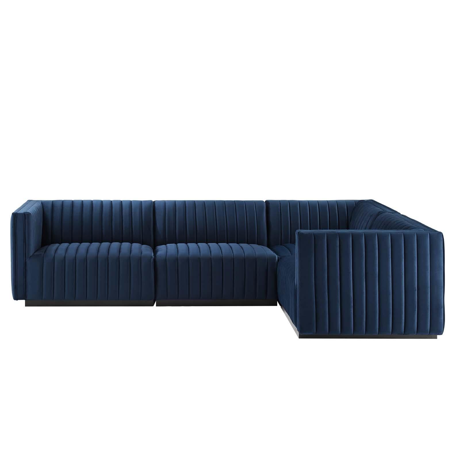 Modway Furniture Modern Conjure Channel Tufted Performance Velvet 4-Piece Sectional - EEI-5770