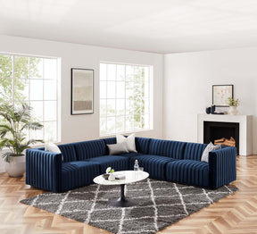 Modway Furniture Modern Conjure Channel Tufted Performance Velvet 5-Piece Sectional - EEI-5771