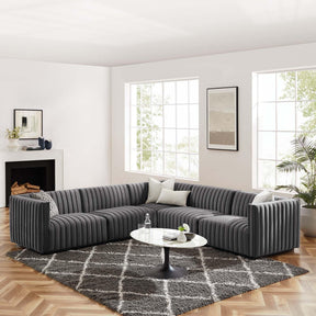 Modway Furniture Modern Conjure Channel Tufted Performance Velvet 5-Piece Sectional - EEI-5772