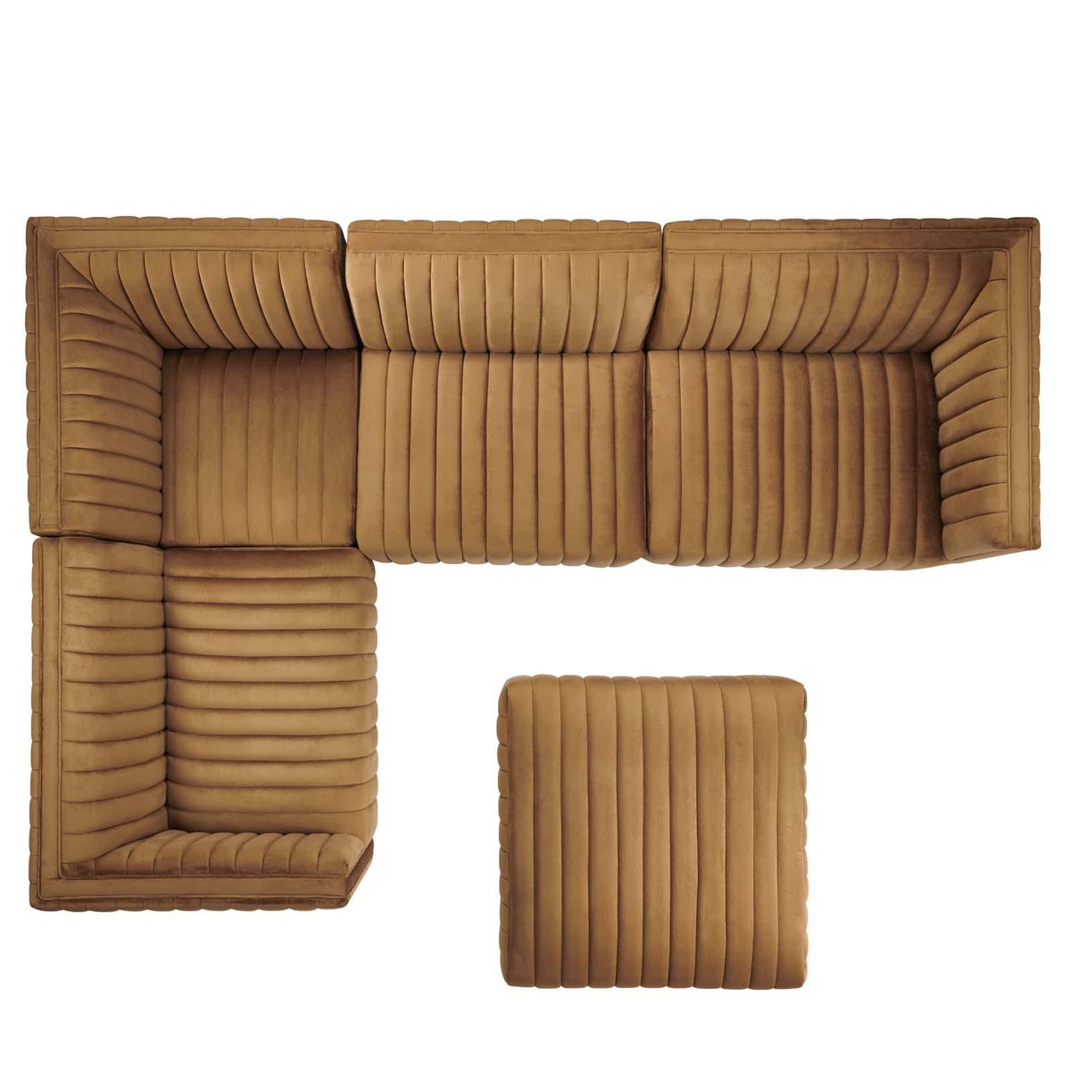 Modway Furniture Modern Conjure Channel Tufted Performance Velvet 5-Piece Sectional - EEI-5775