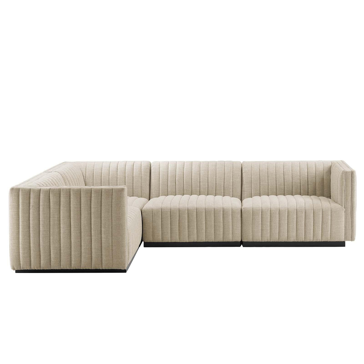 Modway Furniture Modern Conjure Channel Tufted Upholstered Fabric 4-Piece L-Shaped Sectional - EEI-5791