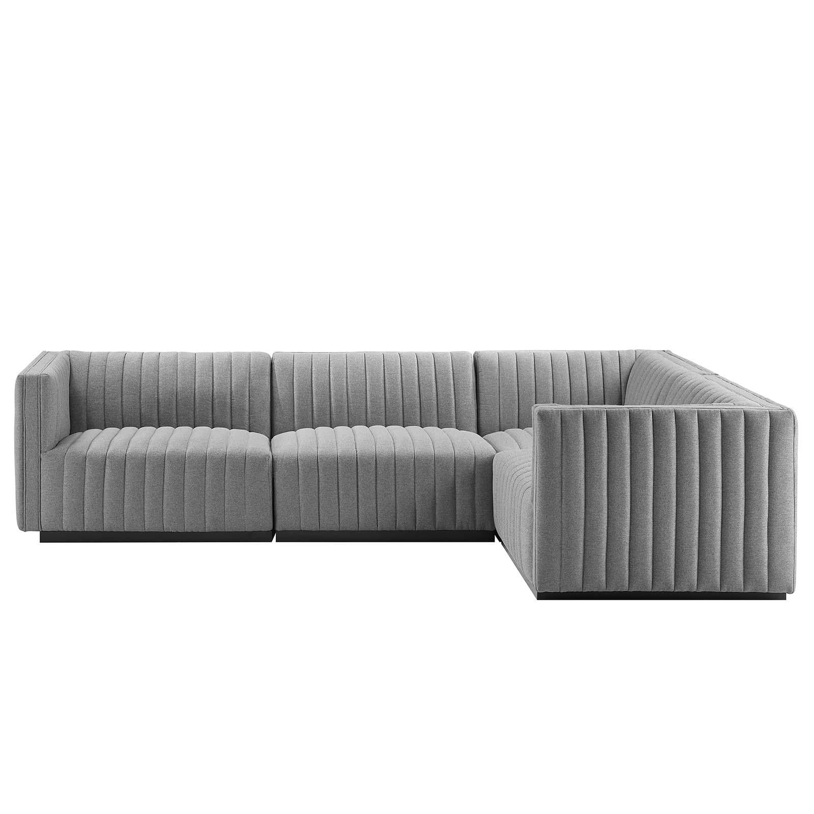 Modway Furniture Modern Conjure Channel Tufted Upholstered Fabric 4-Piece L-Shaped Sectional - EEI-5792