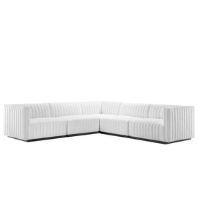 Modway Furniture Modern Conjure Channel Tufted Upholstered Fabric 5-Piece L-Shaped Sectional - EEI-5793