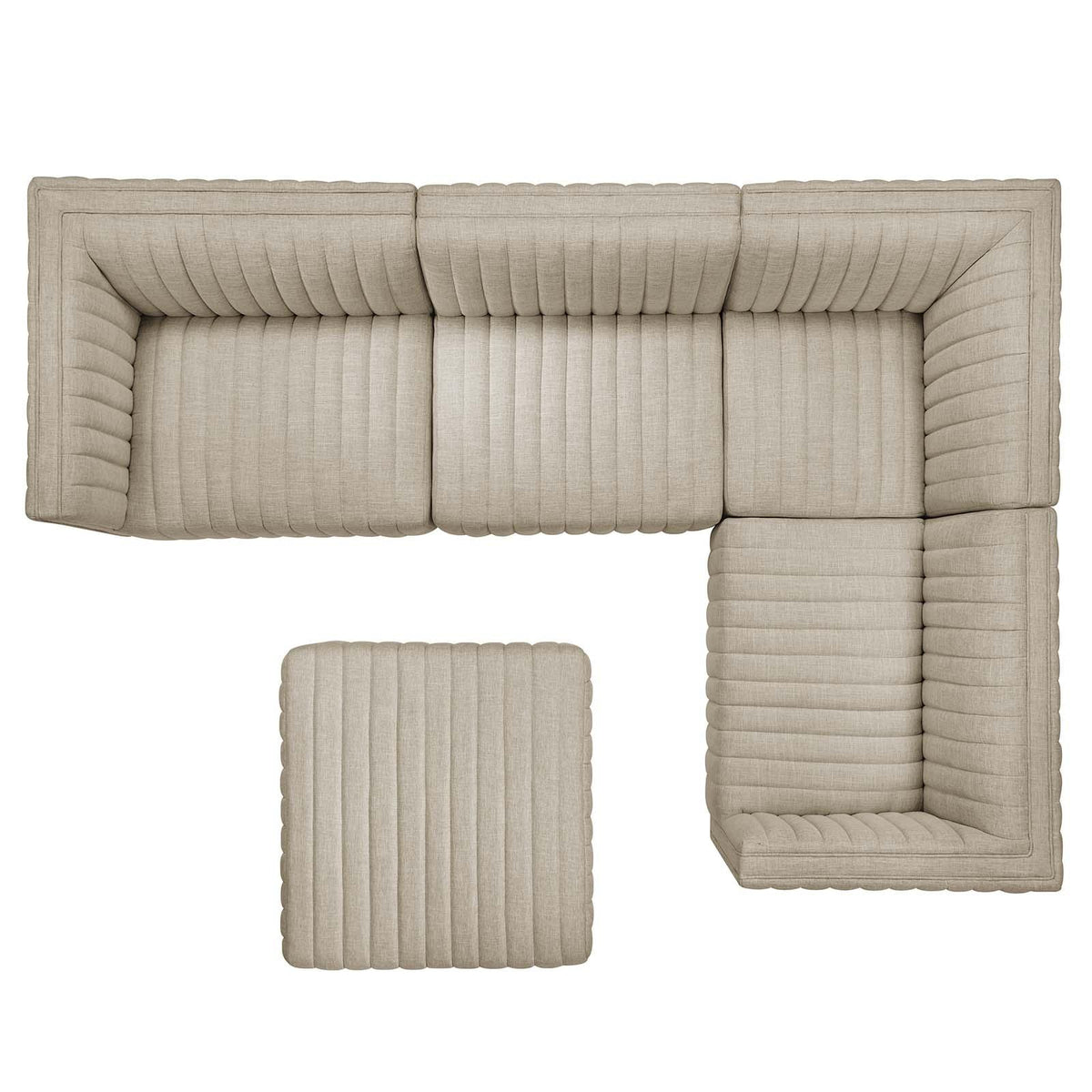 Modway Furniture Modern Conjure Channel Tufted Upholstered Fabric 5-Piece Sectional - EEI-5796