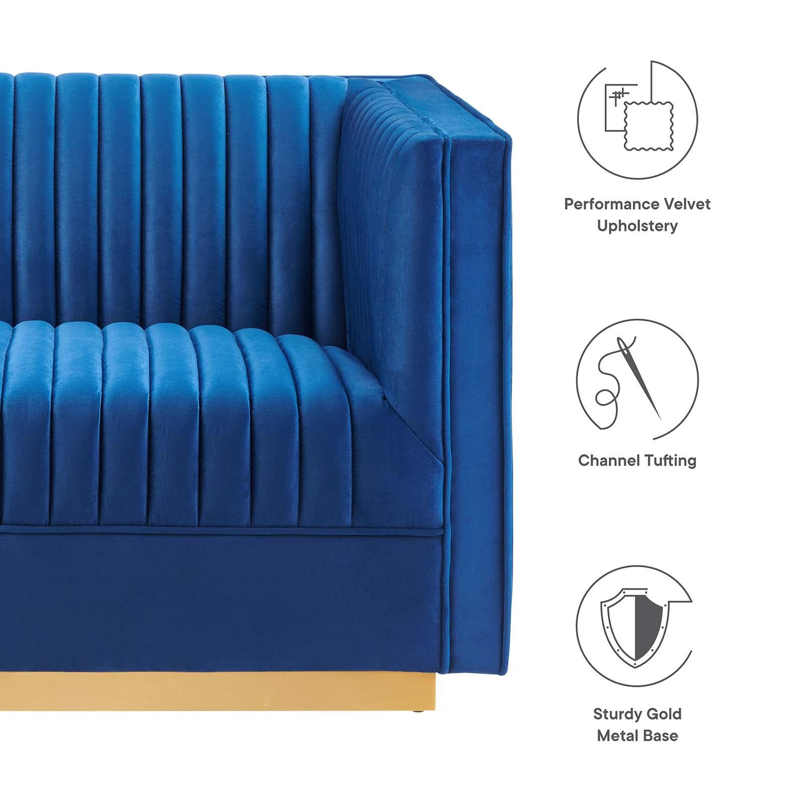 Modway Furniture Modern Sanguine Channel Tufted Performance Velvet 4-Piece Left-Facing Modular Sectional Sofa - EEI-5830