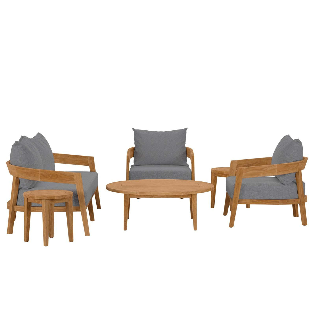 Modway Furniture Modern Brisbane 6-Piece Teak Wood Outdoor Patio Outdoor Patio Set - EEI-5833