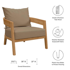 Modway Furniture Modern Brisbane 3-Piece Teak Wood Outdoor Patio Outdoor Patio Set - EEI-5834