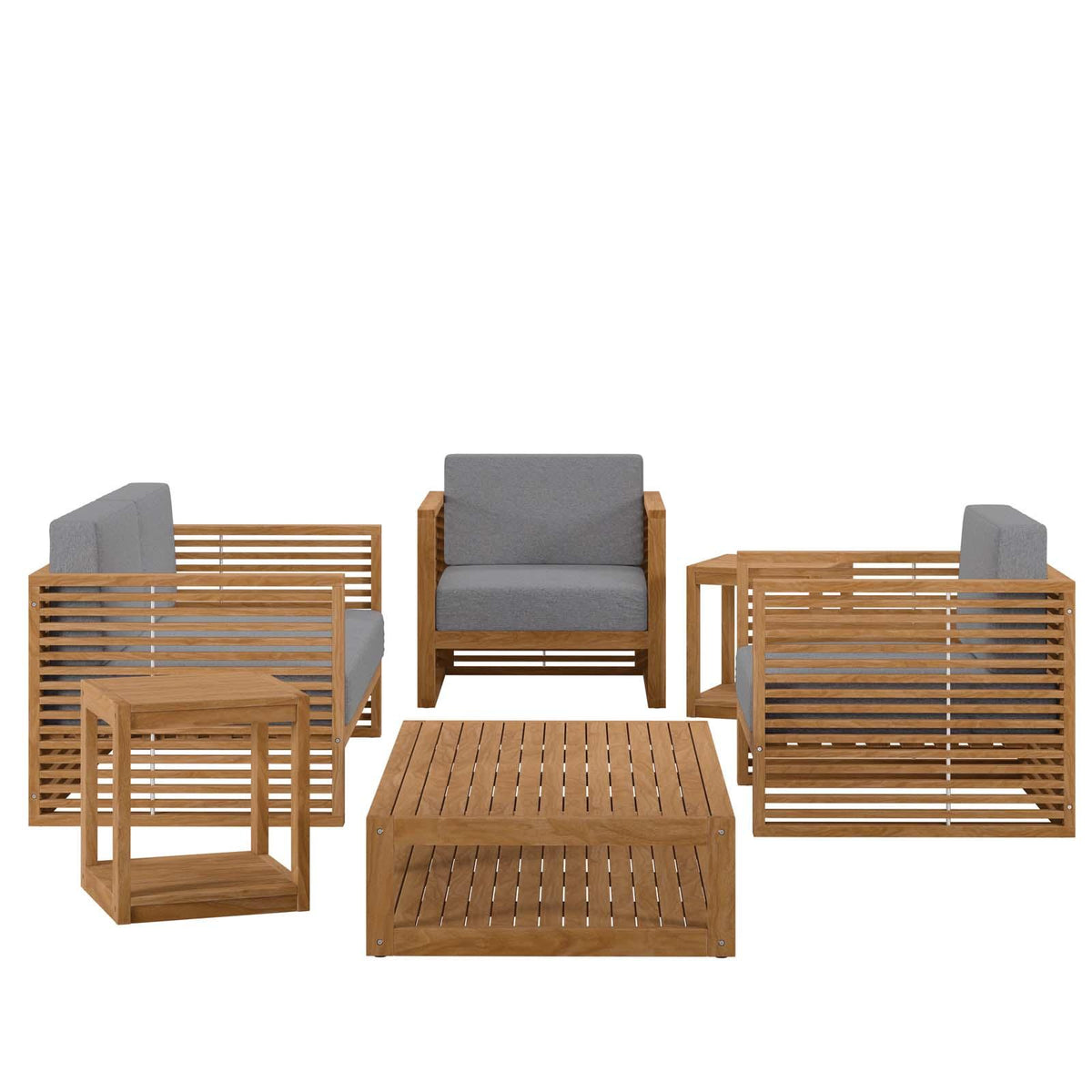 Modway Furniture Modern Carlsbad 6-Piece Teak Wood Outdoor Patio Outdoor Patio Set - EEI-5836