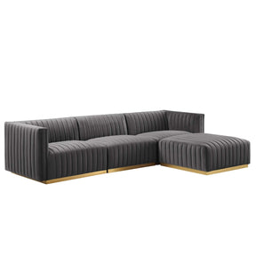 Modway Furniture Modern Conjure Channel Tufted Performance Velvet 4-Piece Sectional - EEI-5844