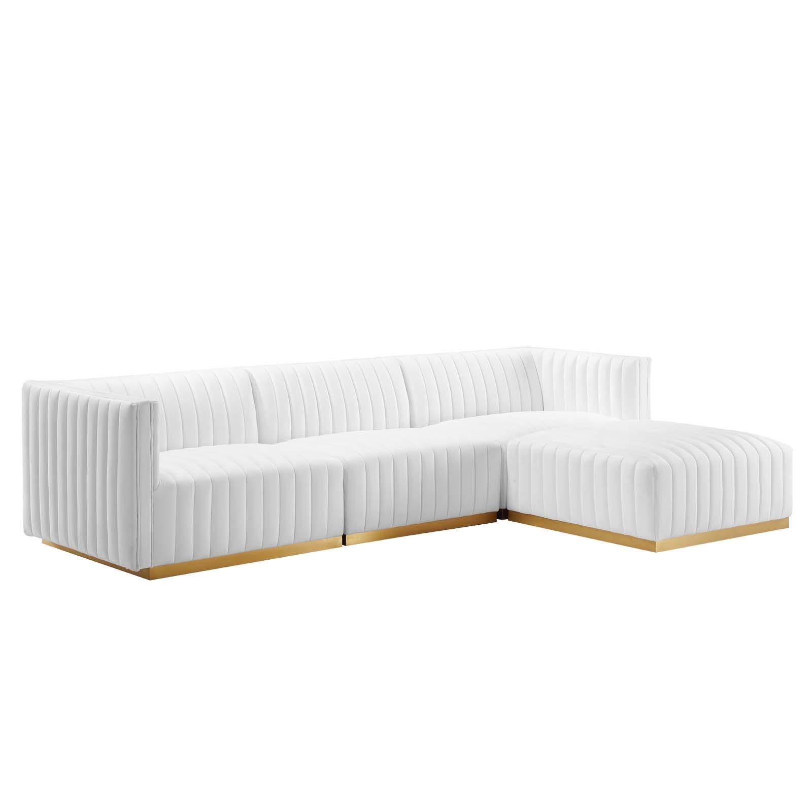 Modway Furniture Modern Conjure Channel Tufted Performance Velvet 4-Piece Sectional - EEI-5844