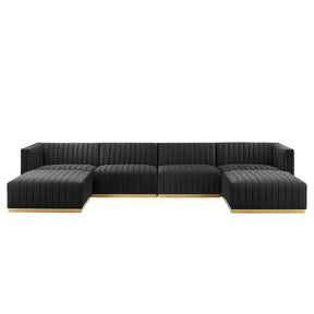 Modway Furniture Modern Conjure Channel Tufted Performance Velvet 6-Piece Sectional - EEI-5846