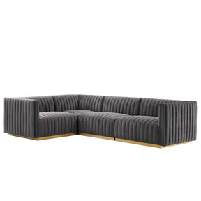 Modway Furniture Modern Conjure Channel Tufted Performance Velvet 4-Piece Sectional - EEI-5847