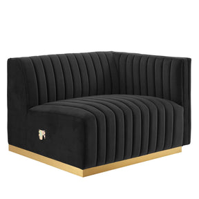Modway Furniture Modern Conjure Channel Tufted Performance Velvet 4-Piece Sectional - EEI-5848